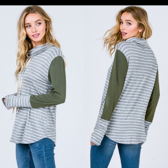 Striped Cowl Neck Shirt - Picture 2 of 5